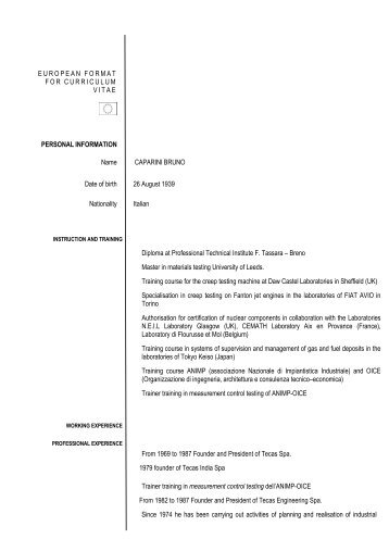 EUROPEAN FORMAT FOR CURRICULUM VITAE ... - A2A