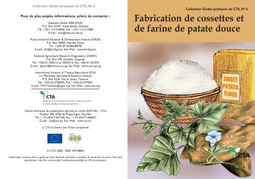 Fabrication de cossettes et de farine de patate douce - TECA