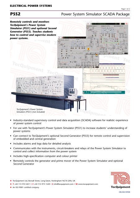 Power System Simulator SCADA Package - TecQuipment Ltd