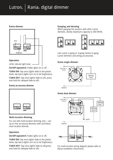 Lutron® |Rania® digital dimmer - Lutron Lighting Installation ...