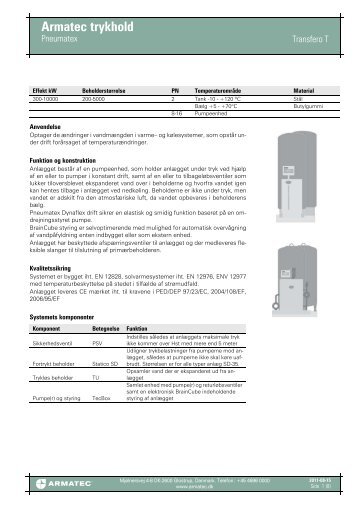 ProduktbladProduktfil Armatec trykhold - Pneumatex