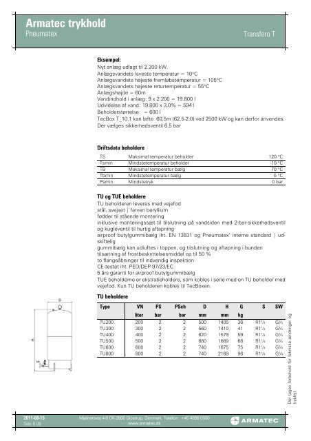 ProduktbladProduktfil Armatec trykhold - Pneumatex