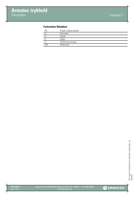 ProduktbladProduktfil Armatec trykhold - Pneumatex