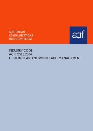 Industry Code - Customer and Network Fault Management - ACMA