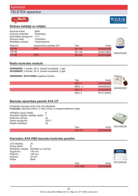 Drošības sistēmu katalogs 2010/V2.0 (PDF) - SLO Latvia