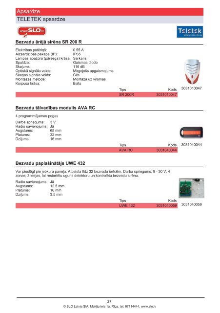 Drošības sistēmu katalogs 2010/V2.0 (PDF) - SLO Latvia