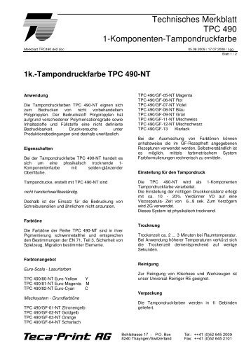 Merkblatt TPC 490 - Teca-Print AG