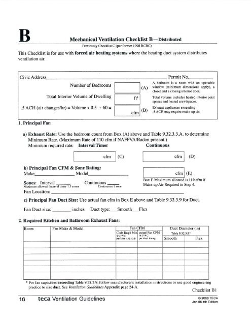 Mechanical Ventilation Checklist B (PDF )