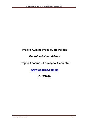 Aulas ao ar livre! - Projeto Apoema