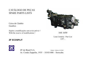 catálogo de peças spare parts lists - ZF-RACA/VENEZUELA