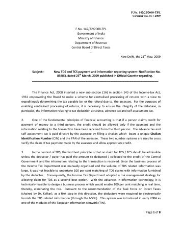 Circular 2009- On TDS -Final - Income Tax Department