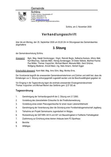 Verhandlungsschrift 3. Sitzung - Gemeinde Schlins