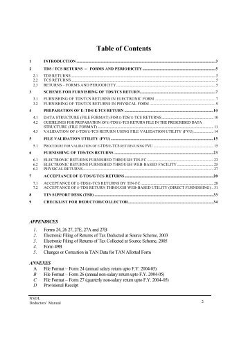 Table of Contents - Income Tax Department