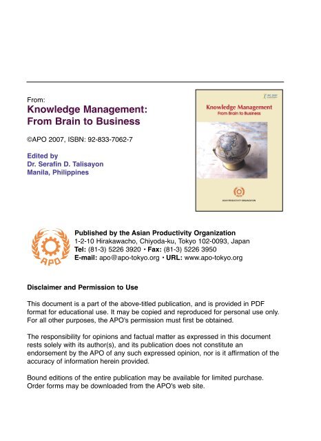 Knowledge Management: From Brain to Business (PDF 5.5 - Asian ...