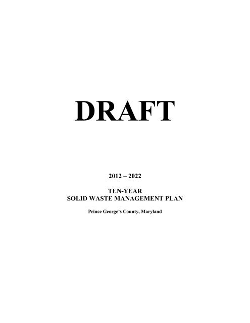2022 ten-year solid waste management plan - Prince George's County