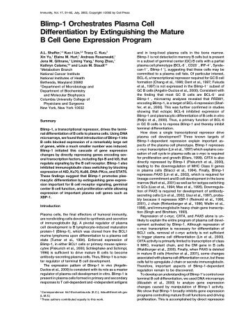 Blimp-1 Orchestrates Plasma Cell Differentiation by Extinguishing ...