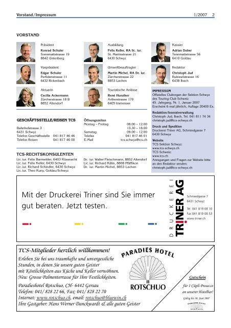 Schwyz der TCS-Sektion - beim TCS Sektion Schwyz