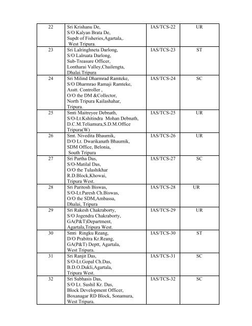 LIST OF ELIGIBLE CANDIDATES FOR ENSUING DEPARTMENTAL ...