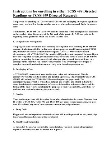 TCSS 498 Directed Readings Approval Form