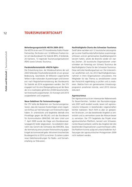 Jahresbericht 2009 - Schweizer Tourismus-Verband