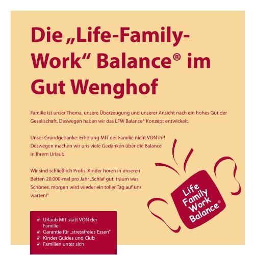 Life Family Work Balance - Gut Wenghof