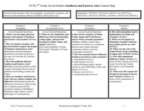 Southern and Eastern Asia - Troup 6-12 Teacher Resources