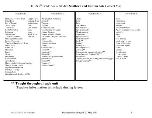 Southern and Eastern Asia - Troup 6-12 Teacher Resources