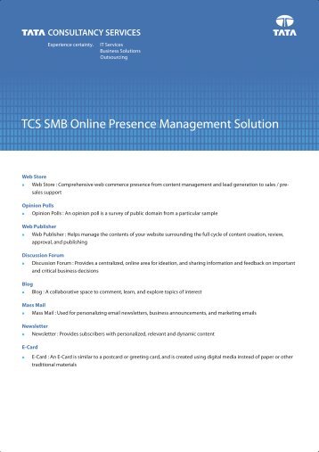 TCS SMB Online Presence Management Solution