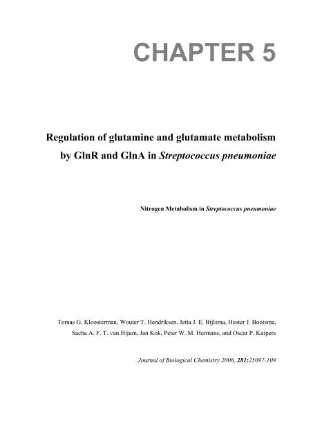 Gene regulation in Streptococcus pneumoniae - RePub - Erasmus ...