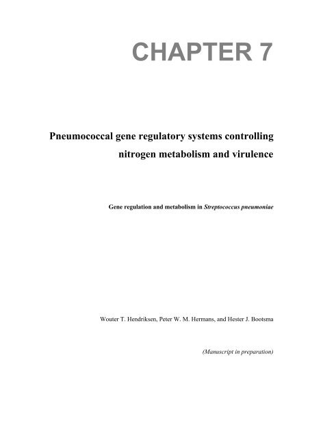 Gene regulation in Streptococcus pneumoniae - RePub - Erasmus ...