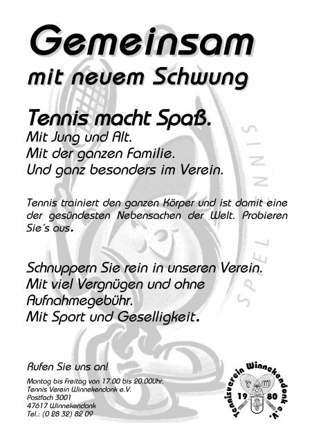 Vereinszeitung - Tennisverein Winnekendonk