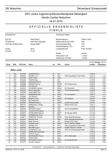 OK Notschrei Skiverband Schwarzwald DSV Joska Jugendcup ...