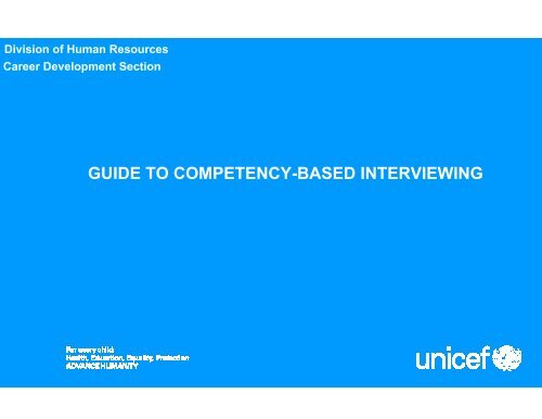 GUIDE TO COMPETENCY-BASED INTERVIEWING - VDBIO