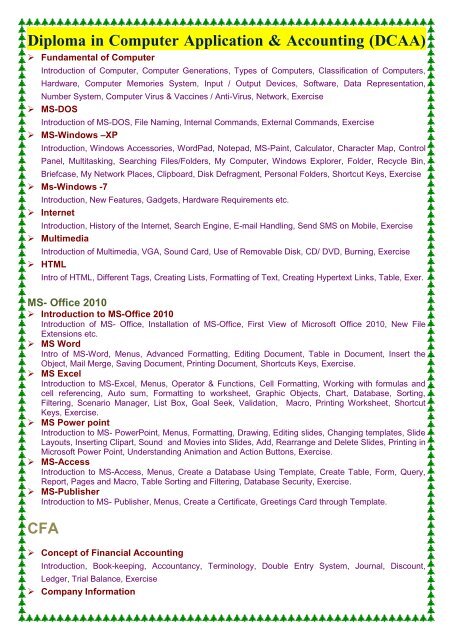 Dcaa Chart Of Accounts