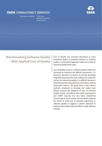 Benchmarking software Quality - Tata Consultancy Services