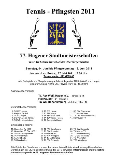 Tennis - Pfingsten 2011 - TC-SG-Hagen