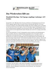 Das Wiedersehen fällt aus Handball-Oberliga - TuS Spenge