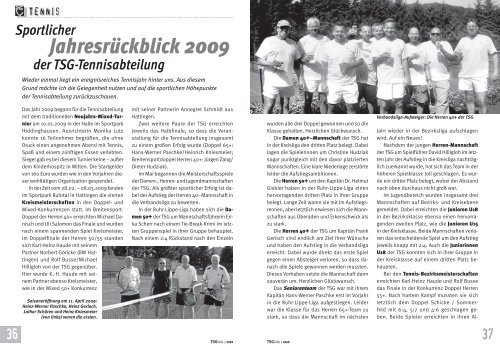 Jahresrückblick 2009 - TSG 1881 Sprockhövel eV