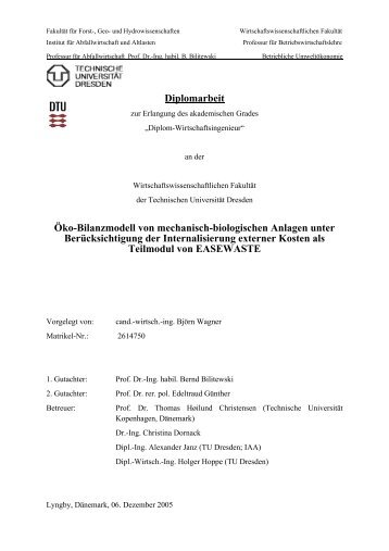 Diplomarbeit Öko-Bilanzmodell von mechanisch-biologischen ...