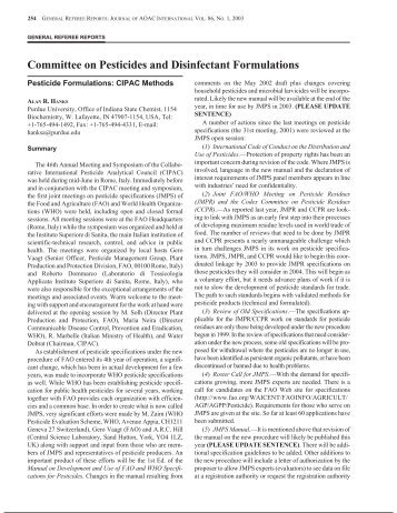 Committee on Pesticides and Disinfectant Formulations