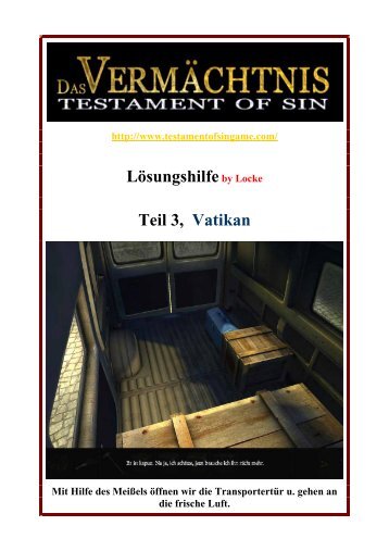 Das Vermächtnis / Testament of Sin - Komplettlösung ... - Gamepad.de