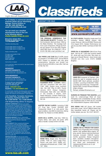 aircraft for sale - the Light Aircraft Association