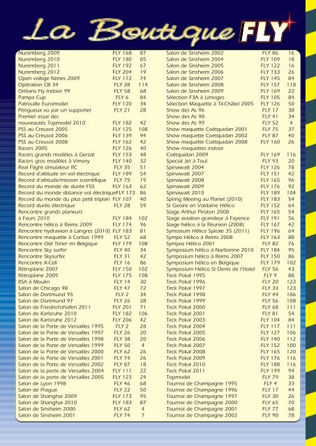 INDEX DES ARTICLES FLY AU 19-04-2012 - Fly International.fr, le ...