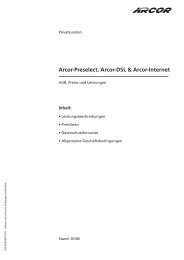 Arcor-Preselect, Arcor-Dsl & Arcor-Internet