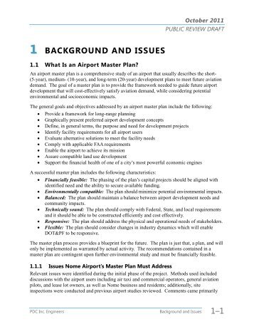Chapter 1, Background and Issues - Nome Airport Master Plan Update