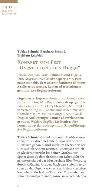 Konzertkalender St. Ottilien 2012 - Sandtner Orgelbau