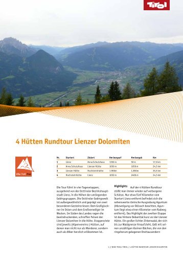 4 Hütten Rundtour Lienzer Dolomiten - Tirol