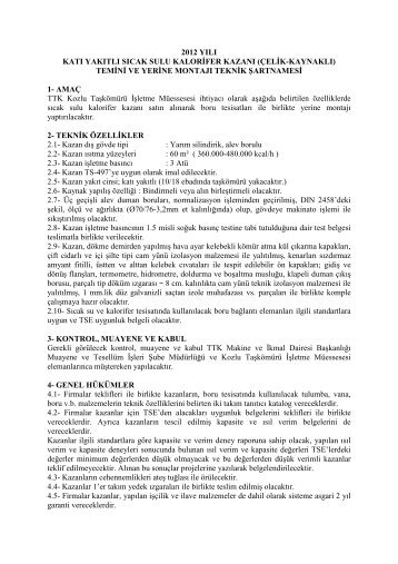 1222505 sipariş nolu teknik şartname - kalorifer kazanı - Türkiye ...