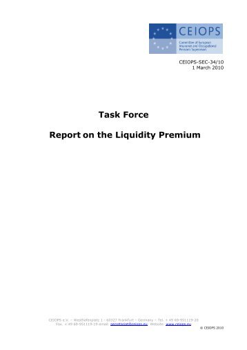 CEIOPS Task Force Report on the Liquidity Premium - Eiopa