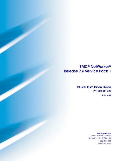 Emc Networker Release 7 6 Service Pack 1 Cluster Installation Guide